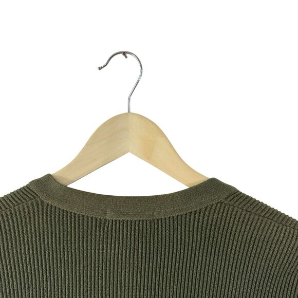 Vintage Talbots Medium Sweater Button Cardigan Vest Tunic Green Cotton Womens - Picture 10 of 12